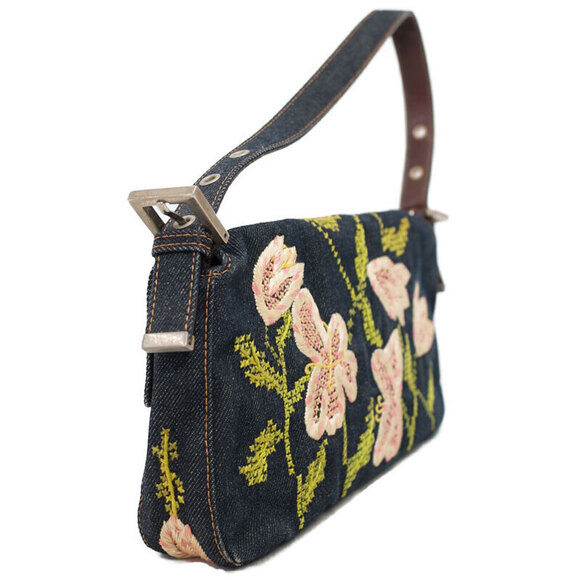 Fendi Handbags - Fendi Shoulder Denim Semi Bag Bucket Flower Mamma